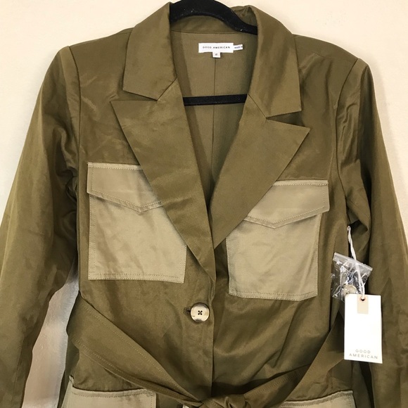 NWT Good American Utility Jacket green belted - Picture 3 of 9